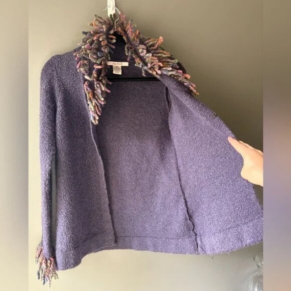Free People Womens Cardigan Ruffle Fringe Size M Hook & Eye Purple Fringe, wool - Picture 7 of 7